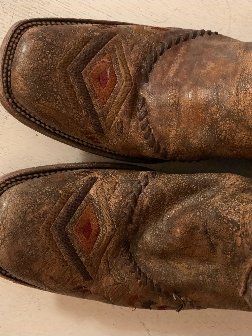 Corral Brown Leather Western Heeled Boots with Turquoise Lining - Picture 7 of 12